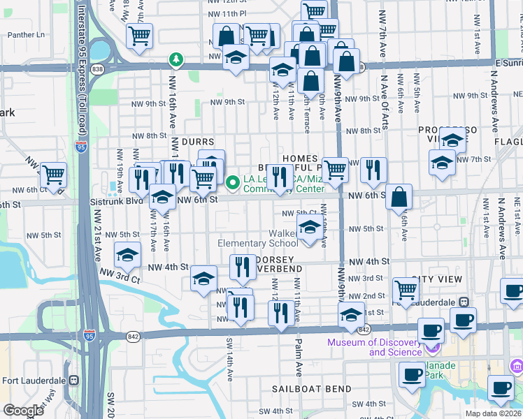 map of restaurants, bars, coffee shops, grocery stores, and more near 530 Northwest 13th Avenue in Fort Lauderdale