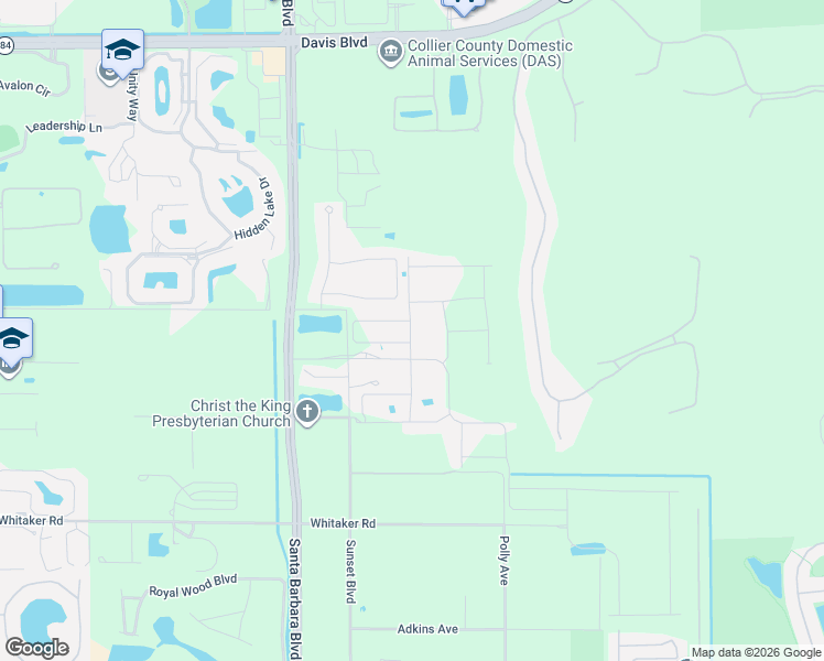 map of restaurants, bars, coffee shops, grocery stores, and more near 2750 Sunset Boulevard in Naples