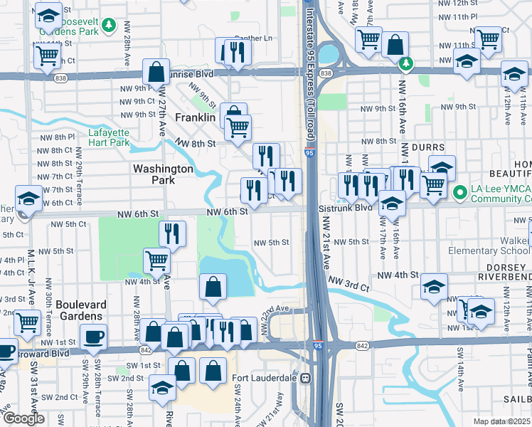 map of restaurants, bars, coffee shops, grocery stores, and more near 533 Northwest 22nd Avenue in Fort Lauderdale