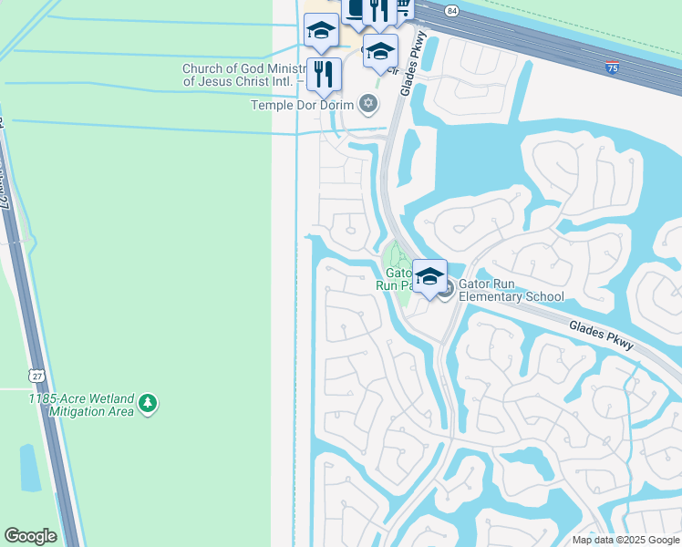 map of restaurants, bars, coffee shops, grocery stores, and more near 1816 Aspen Lane in Weston
