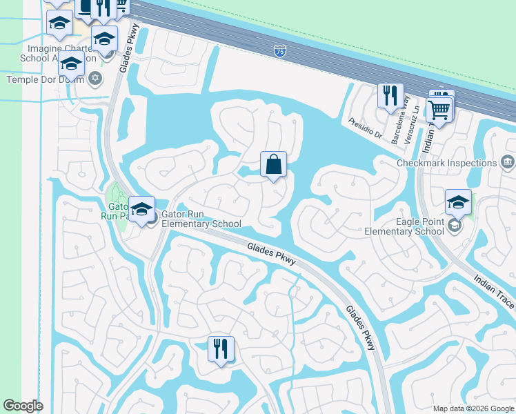 map of restaurants, bars, coffee shops, grocery stores, and more near 642 Willow Bend Road in Weston