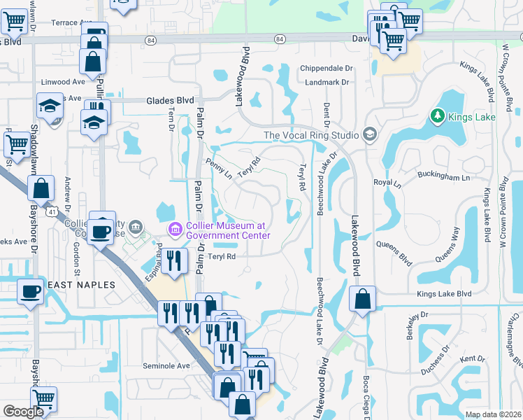 map of restaurants, bars, coffee shops, grocery stores, and more near 256 Candycane Lane in Naples