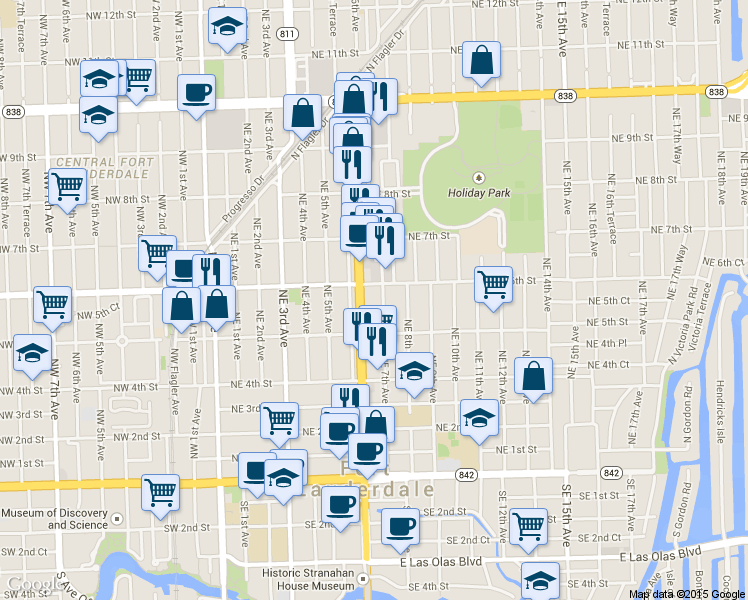map of restaurants, bars, coffee shops, grocery stores, and more near in Fort Lauderdale