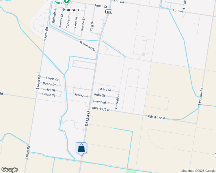 map of restaurants, bars, coffee shops, grocery stores, and more near 2002 J and V Street in Donna