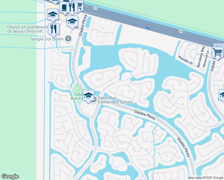 map of restaurants, bars, coffee shops, grocery stores, and more near 817 Crestview Circle in Weston