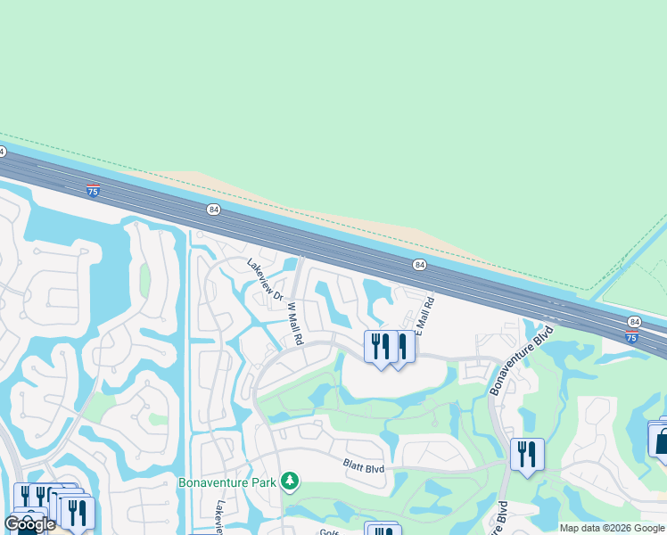 map of restaurants, bars, coffee shops, grocery stores, and more near 40 Gables Boulevard in Weston