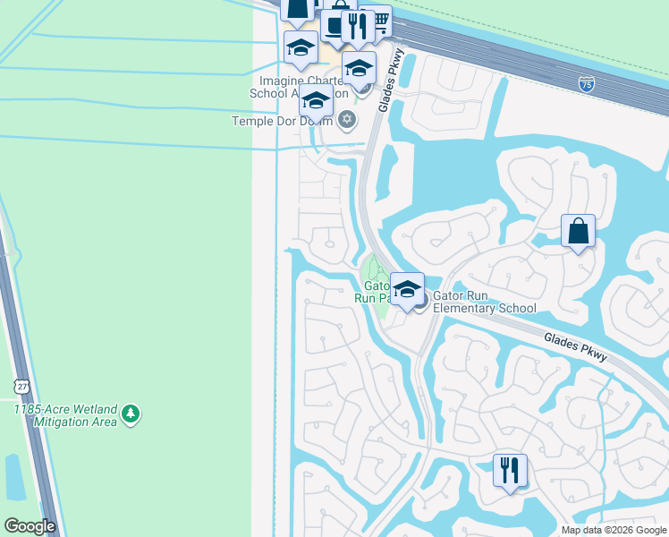 map of restaurants, bars, coffee shops, grocery stores, and more near 1921 Andromeda Lane in Weston