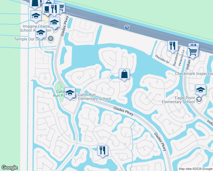 map of restaurants, bars, coffee shops, grocery stores, and more near 968 Tanglewood Circle in Weston