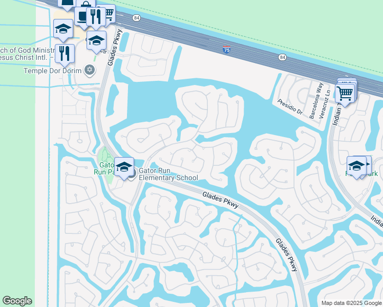 map of restaurants, bars, coffee shops, grocery stores, and more near 968 Tanglewood Circle in Weston