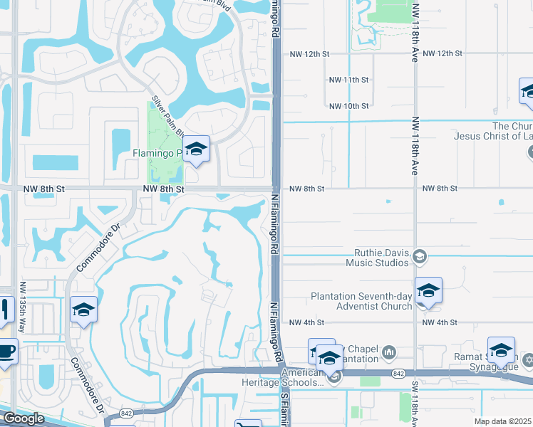 map of restaurants, bars, coffee shops, grocery stores, and more near 431 Northwest 125th Avenue in Sunrise