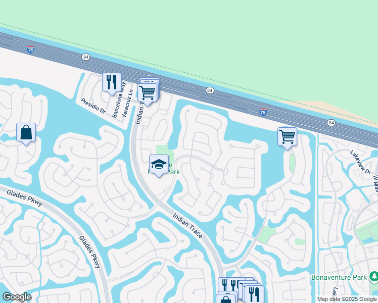 map of restaurants, bars, coffee shops, grocery stores, and more near 720 Stanton Drive in Weston