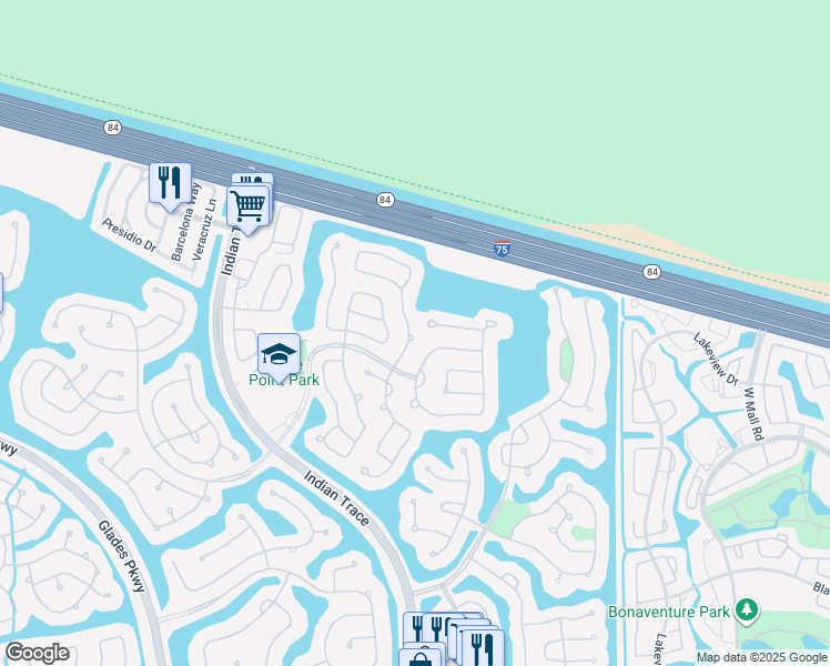 map of restaurants, bars, coffee shops, grocery stores, and more near 720 Falling Water Road in Weston