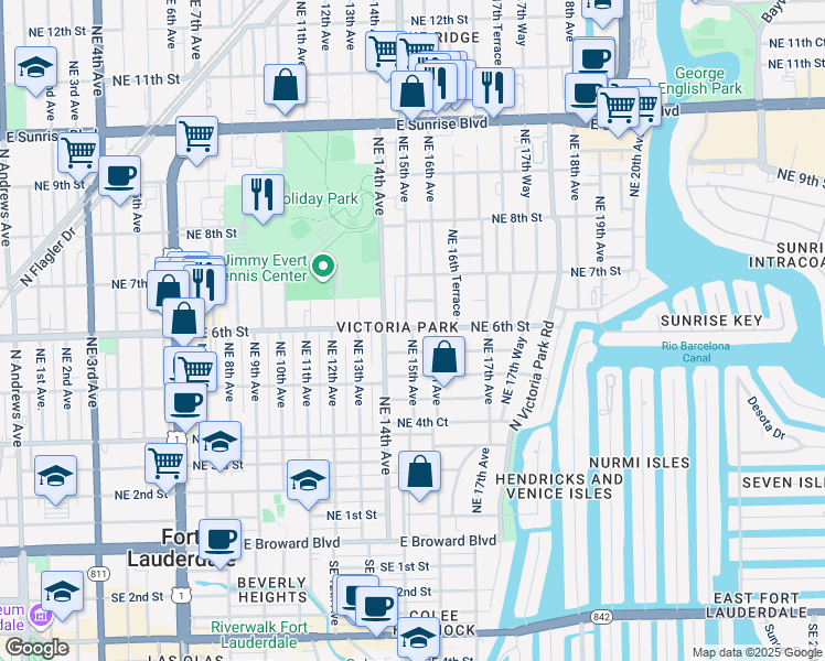 map of restaurants, bars, coffee shops, grocery stores, and more near in Fort Lauderdale