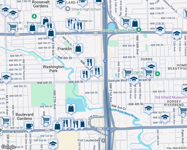 map of restaurants, bars, coffee shops, grocery stores, and more near 2177 Northwest 6th Court in Fort Lauderdale