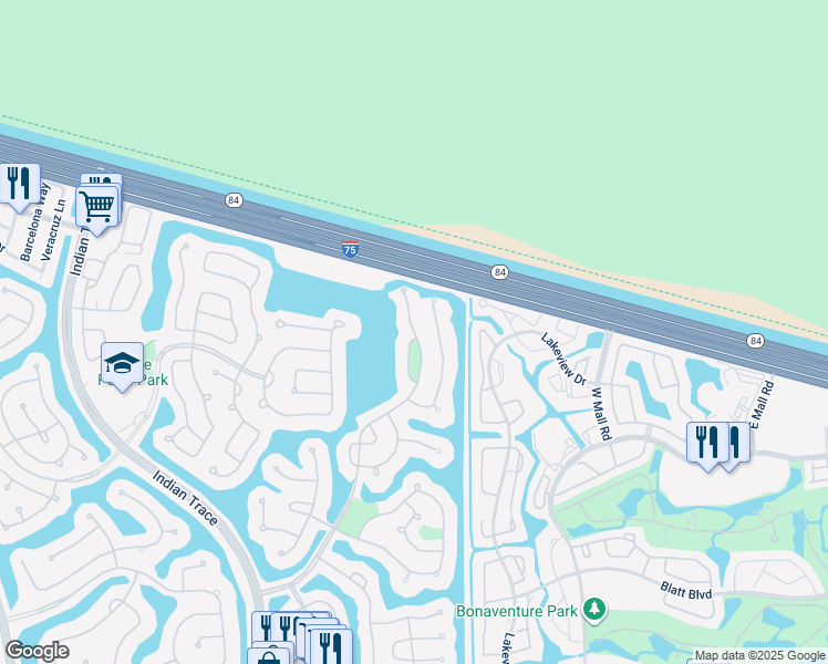 map of restaurants, bars, coffee shops, grocery stores, and more near 782 Lake Boulevard in Weston