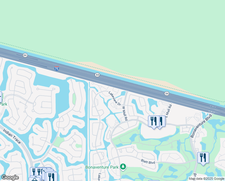 map of restaurants, bars, coffee shops, grocery stores, and more near 164 Lakeview Drive in Weston