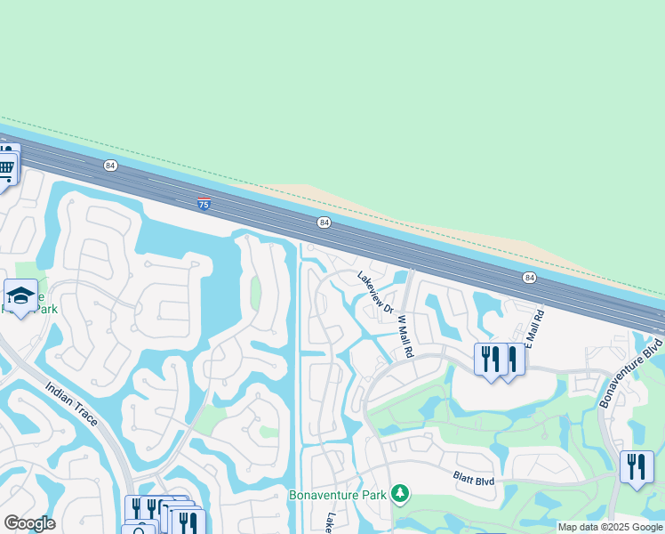 map of restaurants, bars, coffee shops, grocery stores, and more near 191 Lakeview Drive in Weston
