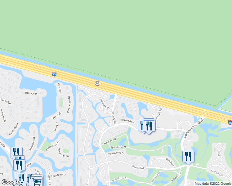 map of restaurants, bars, coffee shops, grocery stores, and more near Highway 84 in Weston