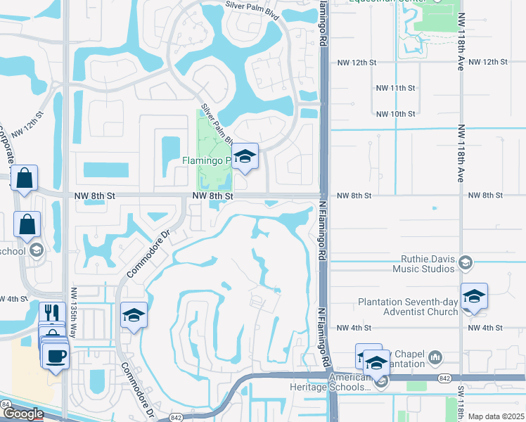 map of restaurants, bars, coffee shops, grocery stores, and more near 514 Vista Isles Drive in Plantation