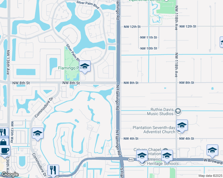 map of restaurants, bars, coffee shops, grocery stores, and more near 12430 Vista Isles Drive in Plantation
