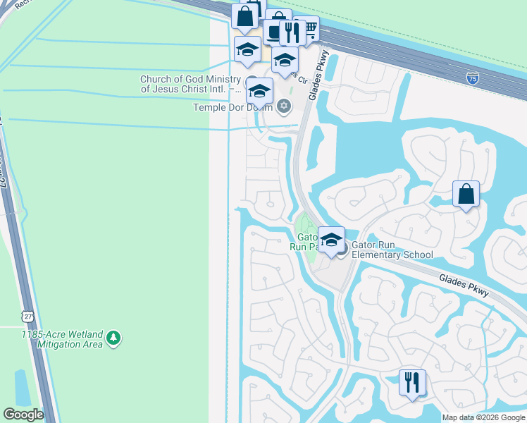 map of restaurants, bars, coffee shops, grocery stores, and more near 1864 Andromeda Lane in Weston