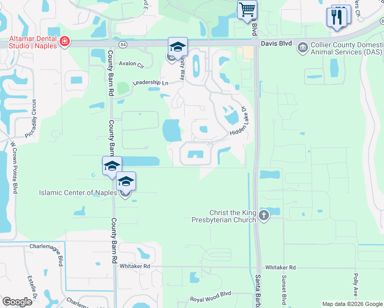 map of restaurants, bars, coffee shops, grocery stores, and more near 2378 Magnolia Avenue in Naples