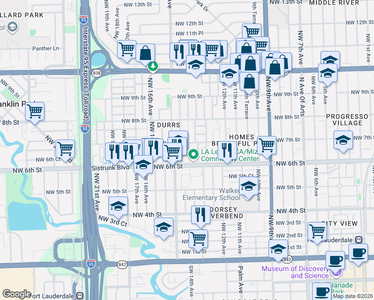 map of restaurants, bars, coffee shops, grocery stores, and more near 615 Northwest 14th Way in Fort Lauderdale