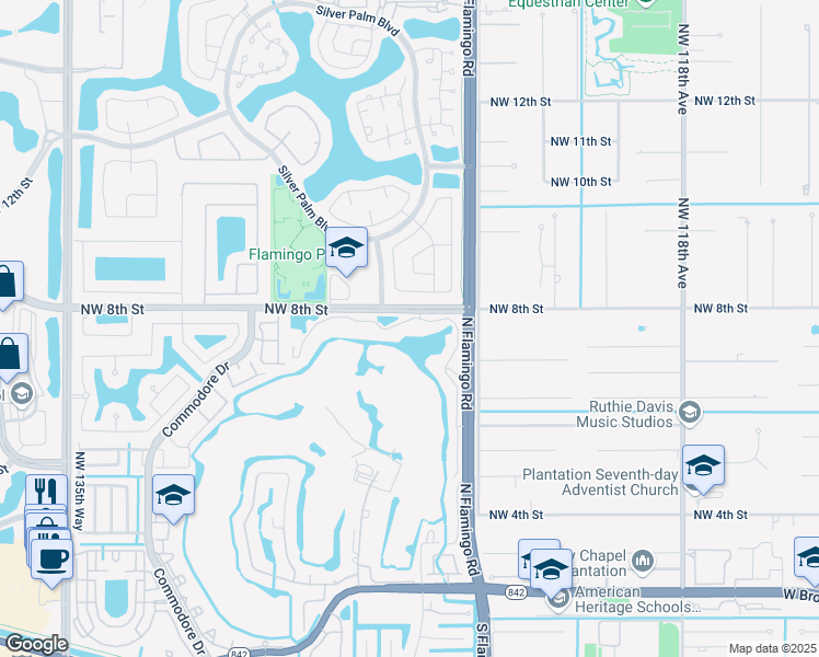 map of restaurants, bars, coffee shops, grocery stores, and more near 12510 Vista Isles Drive in Sunrise