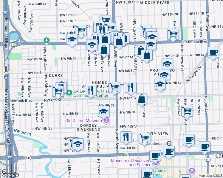map of restaurants, bars, coffee shops, grocery stores, and more near 650 Northwest 10th Avenue in Fort Lauderdale