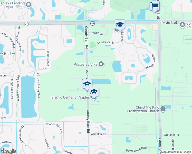 map of restaurants, bars, coffee shops, grocery stores, and more near 2401 County Barn Road in Naples