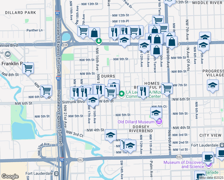 map of restaurants, bars, coffee shops, grocery stores, and more near 615 Northwest 14th Way in Fort Lauderdale