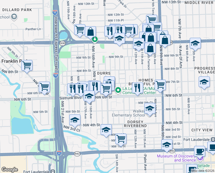 map of restaurants, bars, coffee shops, grocery stores, and more near 615 Northwest 14th Way in Fort Lauderdale