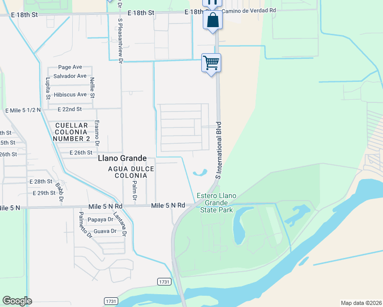 map of restaurants, bars, coffee shops, grocery stores, and more near 3118 San Jacinto Drive in Weslaco
