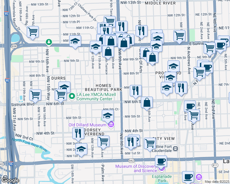 map of restaurants, bars, coffee shops, grocery stores, and more near 610 Northwest 10th Avenue in Fort Lauderdale