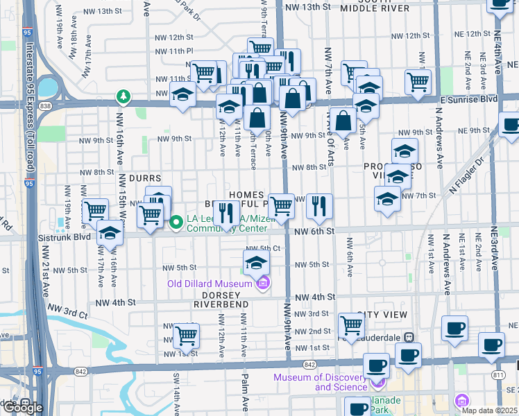 map of restaurants, bars, coffee shops, grocery stores, and more near 700 Northwest 10th Terrace in Fort Lauderdale