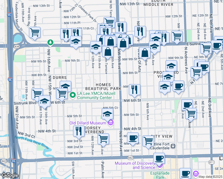 map of restaurants, bars, coffee shops, grocery stores, and more near 700 Northwest 10th Terrace in Fort Lauderdale