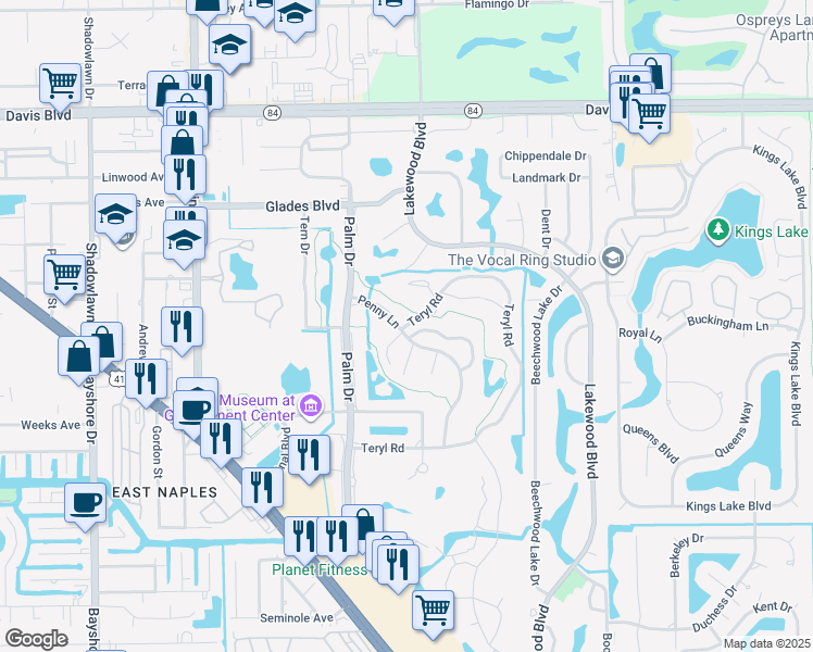 map of restaurants, bars, coffee shops, grocery stores, and more near 898 Teryl Road in Naples