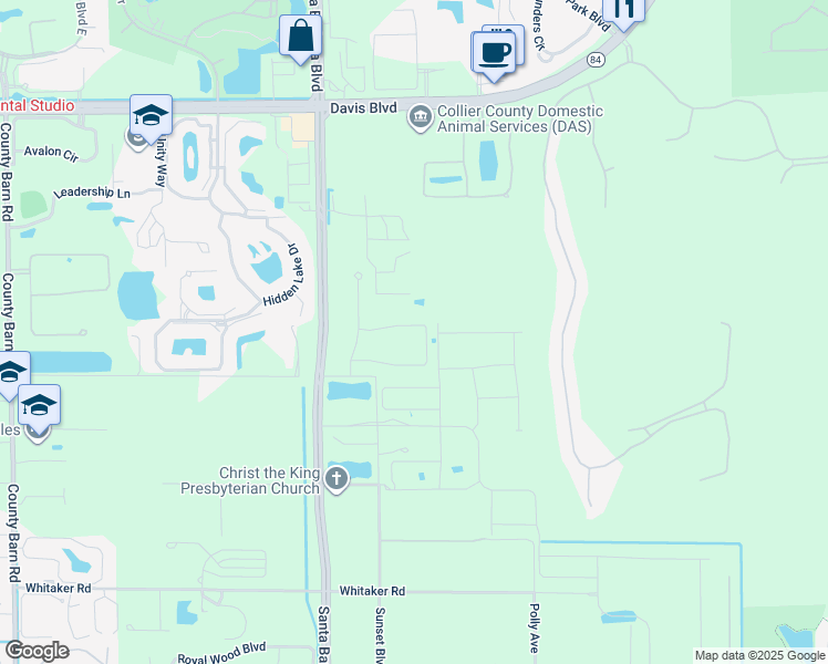 map of restaurants, bars, coffee shops, grocery stores, and more near 2380 Sunset Boulevard in Naples