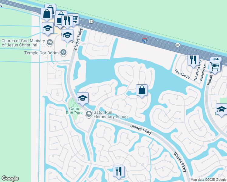 map of restaurants, bars, coffee shops, grocery stores, and more near 987 Crestview Circle in Weston