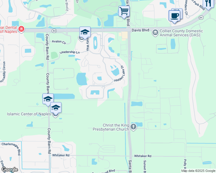map of restaurants, bars, coffee shops, grocery stores, and more near 2348 Magnolia Lane in Naples