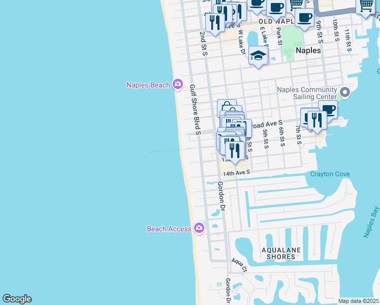 map of restaurants, bars, coffee shops, grocery stores, and more near 60 12th Avenue South in Naples