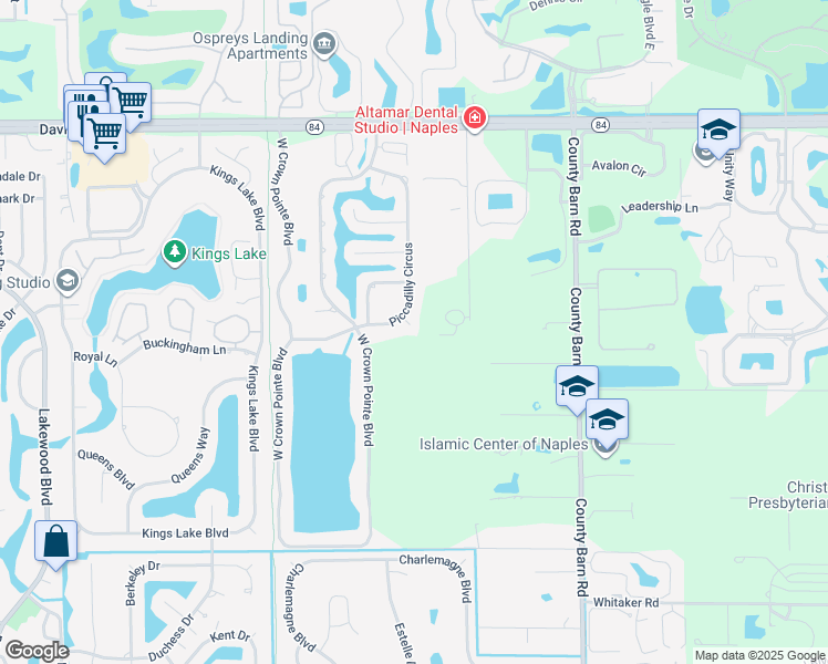 map of restaurants, bars, coffee shops, grocery stores, and more near 2244 Piccadilly Court in Naples