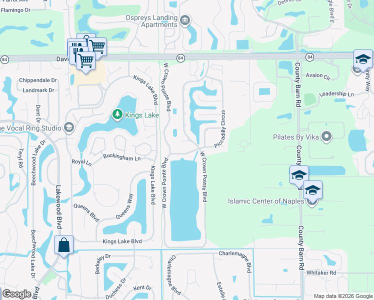 map of restaurants, bars, coffee shops, grocery stores, and more near 2380 Piccadilly Circus in Naples