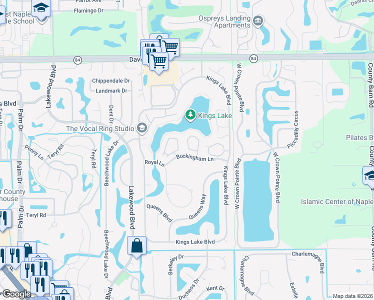 map of restaurants, bars, coffee shops, grocery stores, and more near 173 Bristol Lane in Naples