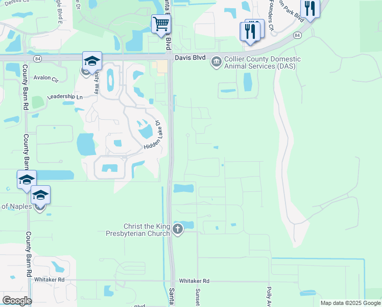 map of restaurants, bars, coffee shops, grocery stores, and more near 2401 Sunset Boulevard in Naples