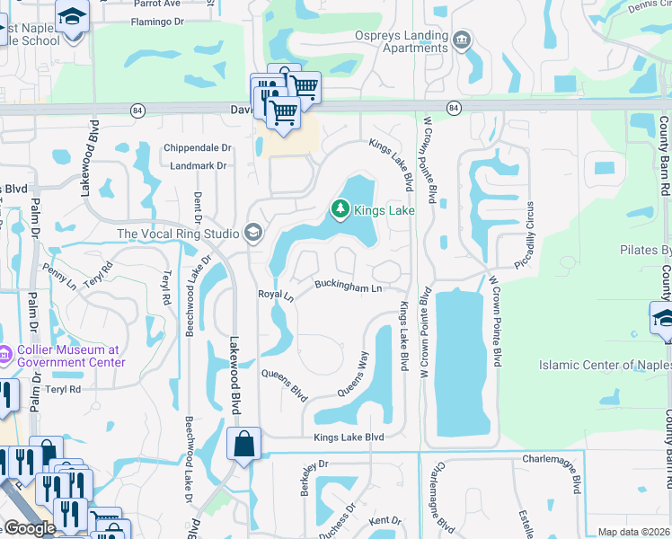 map of restaurants, bars, coffee shops, grocery stores, and more near 173 Bristol Lane in Naples