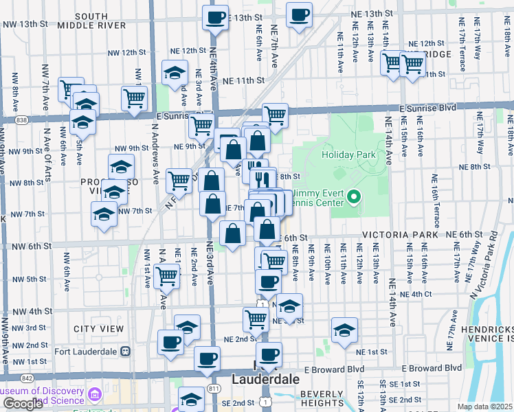 map of restaurants, bars, coffee shops, grocery stores, and more near in Fort Lauderdale