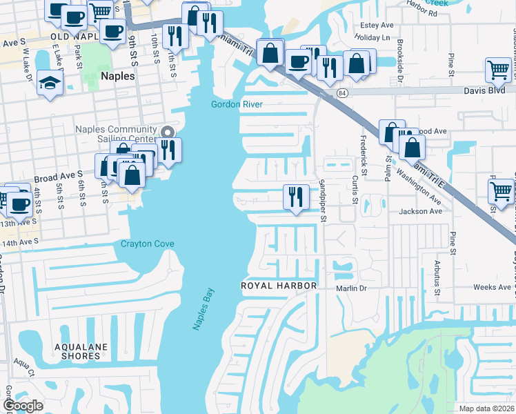 map of restaurants, bars, coffee shops, grocery stores, and more near 1322 Chesapeake Avenue in Naples