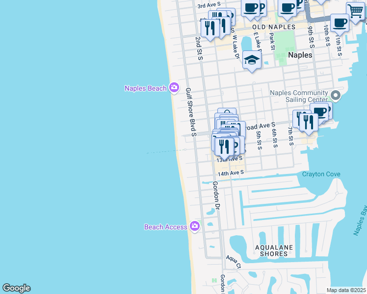 map of restaurants, bars, coffee shops, grocery stores, and more near 60 12th Avenue South in Naples