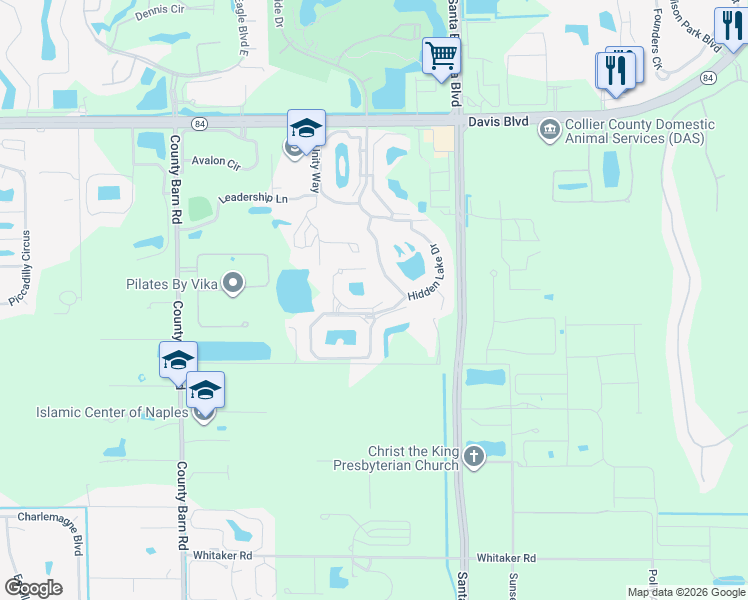 map of restaurants, bars, coffee shops, grocery stores, and more near 2348 Magnolia Lane in Naples